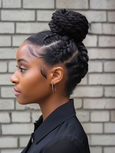 Braided Bun Black Hair, Hair Braid Bun Tutorial, Elegant Braids, Braided Buns, Dental Assisting, Hair Tricks, Pony Tails, Short Hair Lengths, Simple Hairstyles