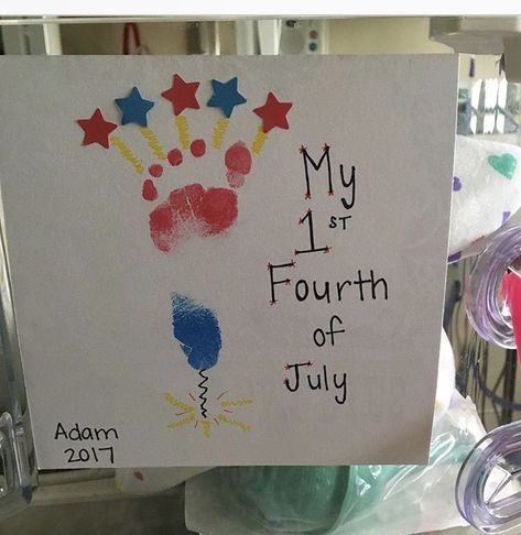 July Handprint Crafts, Handprint Memories, 4th Crafts For Kids, July 4th Crafts For Kids, 4th Of July Art, Baby Footprint Crafts, Infant Crafts, Baby Art Crafts