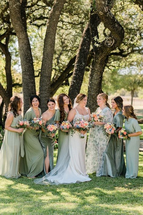 Mixed Green Bridesmaid Dresses, Dark Green Bridesmaids, Light Green Bridesmaid, Madi Lane Wedding Dress, Green Bridesmaids Dress, Baltic Born Dress, Mismatched Green Bridesmaid Dresses, Mixed Bridesmaid Dresses, Light Green Bridesmaid Dresses