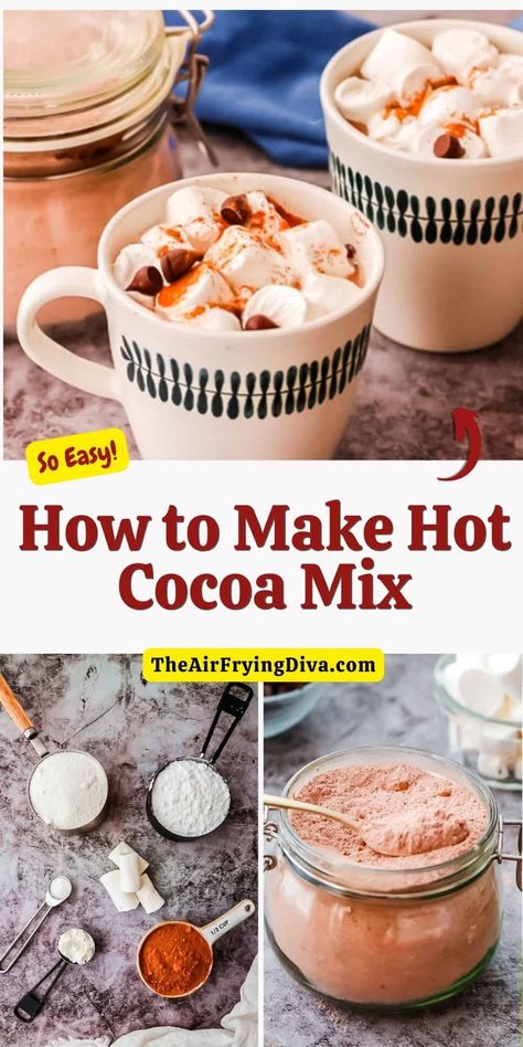 How to Make Hot Cocoa Mix How To Improve Hot Chocolate, Campers Cocoa Recipe, Homemade Hot Cocoa Mix With Powdered Milk, How To Make Cocoa Powder At Home, Hot Cocoa Powder Mix Recipe, Hot Chocolate Recipes Mix Powder, Hot Chocolate Powder Mix Recipe, Hot Choc Mix Recipe, Home Made Cocoa Recipe Hot Chocolate