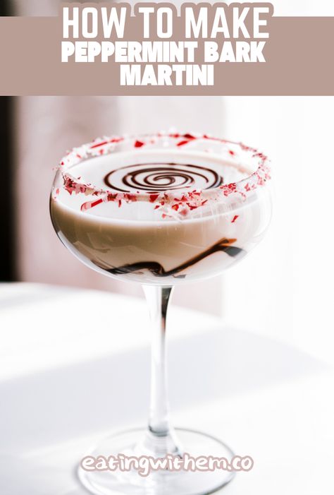 A festive Peppermint Bark Martini blending creamy chocolate, refreshing peppermint, and holiday cheer. Perfect for cozy nights or celebrations, with a candy cane rim and chocolate swirl for an elegant touch. Peppermint Espresso Martini, Peppermint Cocktail, Peppermint Martini, Boat Drinks, Espresso Martini Recipe, Handmade Christmas Decor, Winter Cocktail, Inspired By Charm, Vanilla Milkshake