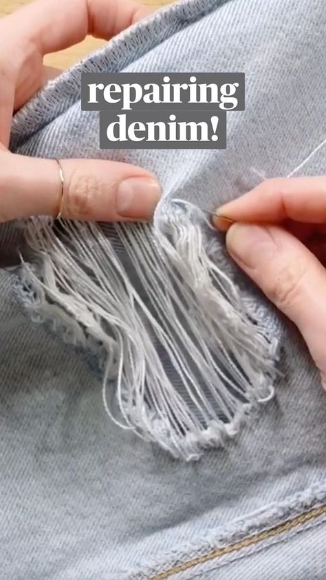 repairing denim | Repair clothes, Repair jeans, Sewing Jeans Repair, Diy Ripped Jeans, The Sorry Girls, Repair Jeans, Denim Repair, Diy Clothes Hacks, Sewing Jeans, Farmhouse Tile, Sewing Alterations