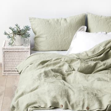 Green Linen Bedding, Unique Duvet Covers, Green Duvet, Green Duvet Covers, Full Bedding Sets, Linen Duvet Cover, Green Bedding, Boho Bedding, Bed Linen Sets