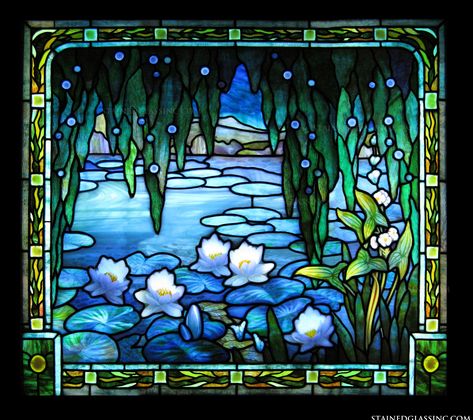 Glass Painting Patterns, Monet Water Lilies, Stained Glass Flowers, Stained Glass Crafts, Shattered Glass, Stained Glass Panel, Cypress Trees, Stained Glass Designs, Glass Bathroom