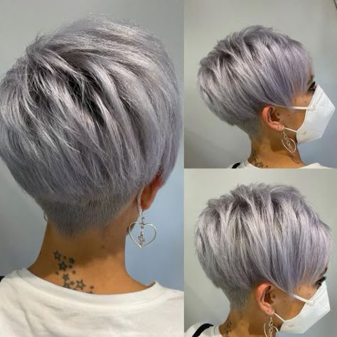 Edgy Short Choppy Gray Pixie Best Short Haircuts For Women, Gray Pixie, Edgy Short Haircuts, Short Silver Hair, Tapered Hair, Kaley Cuoco Short Hair, Short Haircuts For Women, Short Grey Hair, Blonde Pixie Haircut