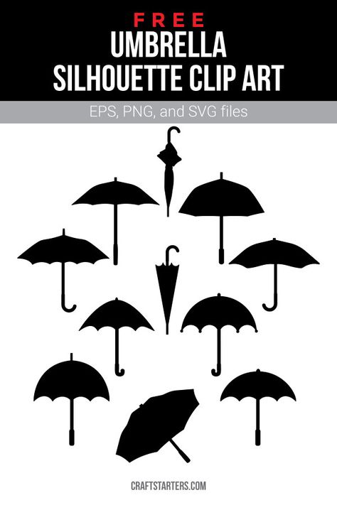 Umbrella Silhouette Art, Umbrella Svg Free, Umbrella Silhouette, Painting Techniques Art, Art Umbrella, Silhouette Family, London Theme, Owl Clip Art, Paper Clip Art