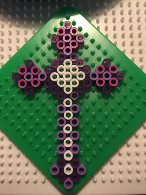 Pearl Bead Art Ideas, Perler Beads Cross, Cross Perler Bead Patterns, Pentagram Perler Beads, Gothic Perler Beads, Cross Perler Bead Pattern, Gothic Perler Bead Patterns, Cross Perler Beads, Perler Bead Pentagram