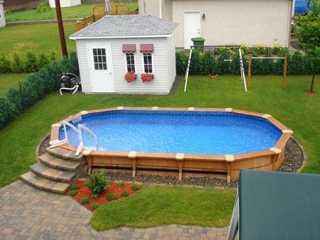 i like the steps, the fact they are stone/concrete instead of wood.  Keeps wasps from wanting to make homes.  Like partially sunken pool. Sunken Pool, Wood Deck Plans, Ideas De Piscina, Pools Ideas, Pool Oasis, Above Ground Pool Liners, Pool Stuff, Swimming Pool Decks, Pool Landscape Design