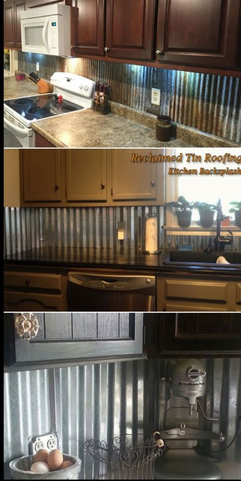 Kitchen Island Diy Ideas, Tin Backsplash Kitchen, Kitchen Renovation Diy Ideas, Rustic Kitchen Backsplash, Kitchen Diy Ideas, Kitchen Island Diy, Italian Home Decor, Diy Kitchen Backsplash, Rustic Country Kitchens