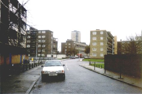 Dickens Estate - Scott Lidget Crescent from Millpond Estate Bermondsey South East London England in 1988 90s England Aesthetic, South London Aesthetic, 2000s England, East London Aesthetic, London 2000s, 90s England, British Core, Uk 90s, 90s Uk