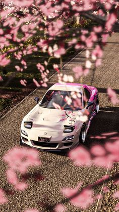 Pink Car Aesthetic Wallpaper, Pink Rx7, Pink Jdm Cars, Pink Cars Wallpaper, Rx7 Aesthetic, Pink Jdm Wallpaper, Pink Car Wallpaper, Car Accessories Girly, Girly Car Accessories