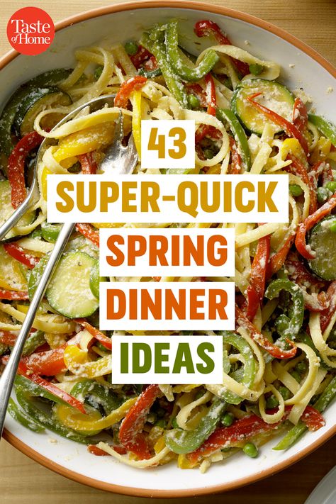 43 Super-Quick Spring Dinner Ideas Quick Spring Dinner, Spring Dinner Recipes, Spring Dinner Ideas, Easy Spring Recipes, Spring Recipes Dinner, Vegetarian Recipes Dinner Healthy, Spring Dishes, Spring Dinner, Diner Recept