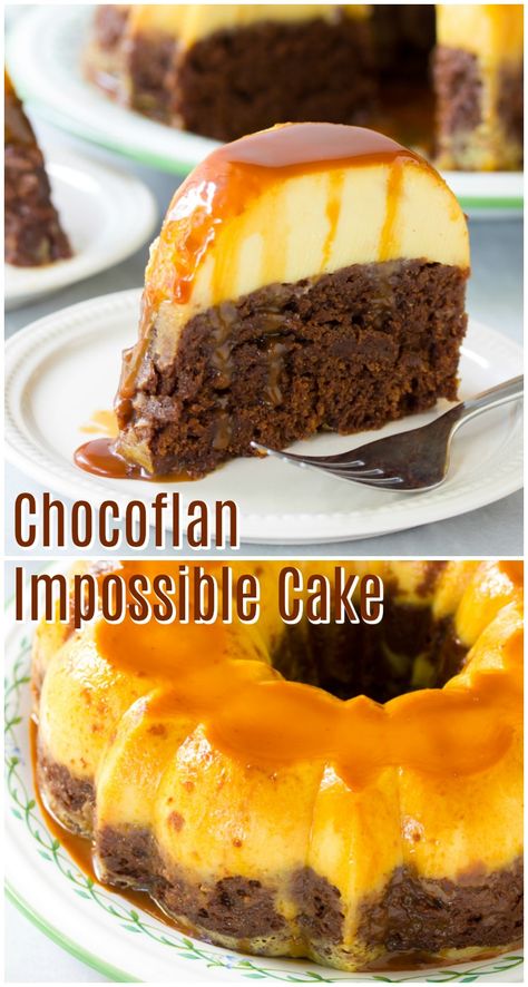 Flan Cakes, Chocolate Flan Cake, Chocoflan Cake, Impossible Cake, Vanilla Flan, Chocoflan Recipe, Chocolate Flan, Flan Cake, Resipi Kek