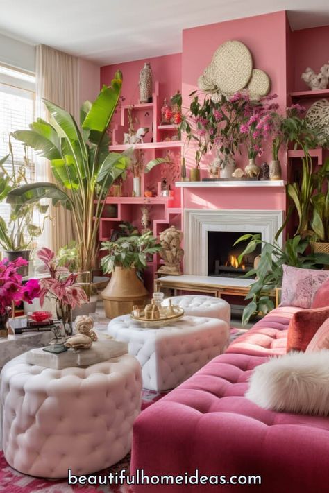 Maximalist Inspiration, Santa Fe Living Room, Maximalist House, Moody Maximalist, Peach Rooms, Tea Room Decor, Relaxing Spaces, Maximalist Living Room, Funky Living Rooms