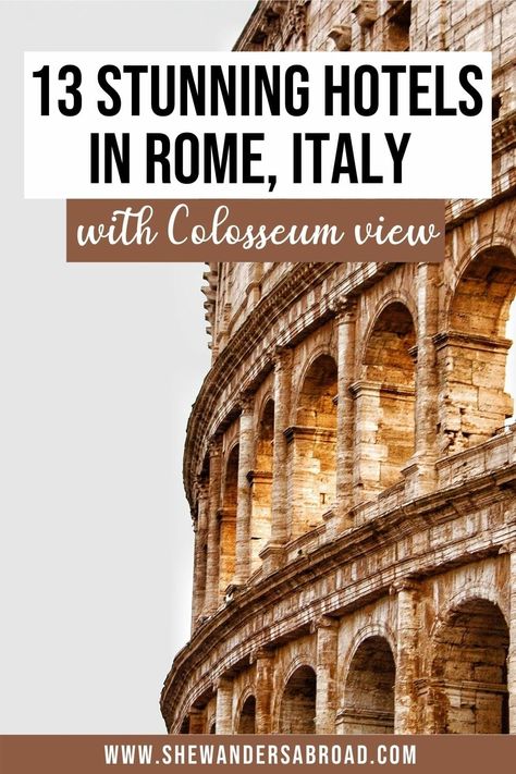 Want to make your Rome trip even more memorable? Then you need to book one of these Rome hotels with views of the Colosseum for an unforgettable experience! | Rome travel tips | Rome travel guide | Italy travel tips | Best hotels in Rome | Luxury hotels in Rome | Hotels overlooking the Colosseum | Hotels with best views of the Colosseum | Rome hotels with Colosseum views | Hotels with a view in Rome | Rome accommodation guide | Best places to stay in Rome | Where to stay in Rome Best View Hotel, Rome Luxury, Where To Stay In Rome, Best Food In Rome, The Colosseum Rome, Free Things To Do In Rome, Hotels In Rome, Rome Italy Colosseum, Rome Trip