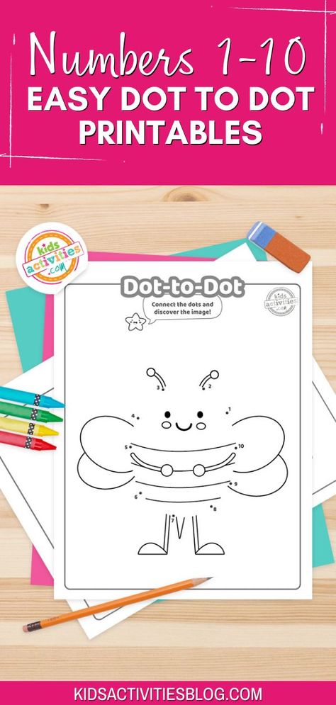 Easy Dot To Dot, Dot To Dot Printables, Number Crafts, Box Of Crayons, Dots Game, Dots Free, School Printables, Dot To Dot, Preschool Printables