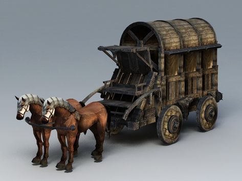 Medieval Horse, Horse Wagon, Horse Cart, Inktober 2024, Caravan Renovation, 3d Environment, Horse And Carriage, Medieval Houses, Fantasy Props