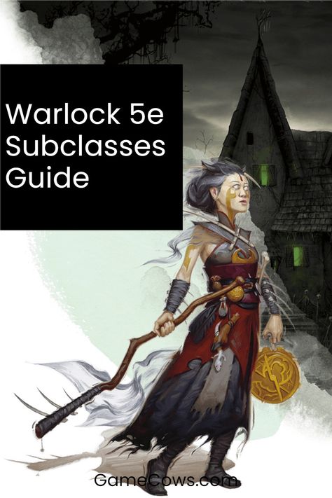 Warlocks in 5e get some choices when it comes to subclasses. Not only do they have support from their patron but they also get the benefits of the Pact Boon at Level 3. Read more about Warlock subclasses @GameCows .com #Warlock #DnD5e Dnd Warlock Patron, Subclasses 5e, Warlock 5e, Warlock Spells, Castle Ravenloft, Mice And Mystics, Dnd Warlock, Warlock Dnd, Board Games For Adults