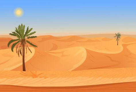 Cartoon Nature, Desert Landscape Art, Book Drawings, Background Tree, Animal Habitat, Desert Background, Palm Trees Landscaping, Mountain Silhouette, Desert Environment