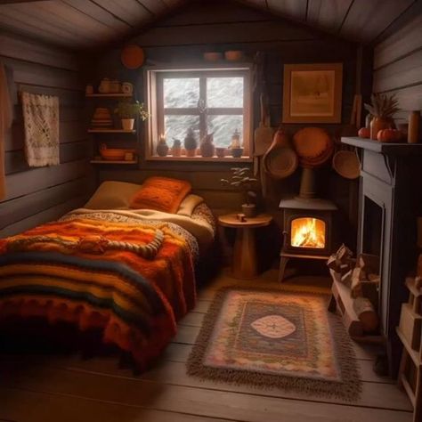 Cabincore Room, Cozy Wooden Cabin, Cabin Room Ideas Bedrooms, Tiny Cottage Decor, Victorian Cabin, One Room Cabin Interior, Log House Interior, Cabin Kids Room, Winter Cabin Aesthetic Interior