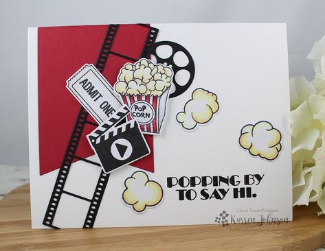 KarrenJ - Stamping Stuff: Popping By Movie Theme Poster Ideas, Popcorn Crafts, Pop Up Cinema, Scrapbook Cover, Poster Diy, Creative Birthday Gifts, Movie Themes, Diy Crafts Hacks, Bullet Journal Doodles