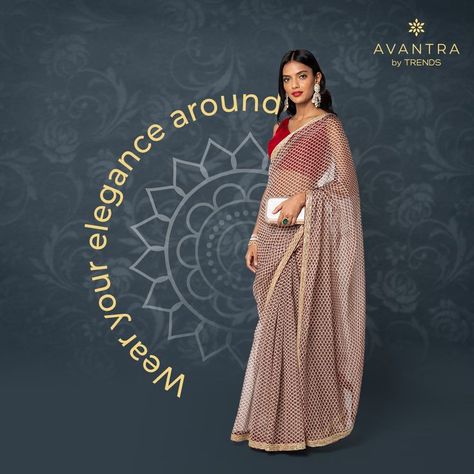 Sophisticated, royale and gorgeous - everything is represented in this meticulously stitched beige saree.. Pairing it with a bright coloured blouse will make the whole look more beautiful than ever! #AvantrabyTrends #ethnicwear #sale #avantrasale #saree #sareesale #Elegant Beige Saree, Saree Sale, Fashion Poster Design, Graphic Design Collection, Marketing Graphics, Jewelry Post, Boys Dpz, Fashion Poster, Portfolio Design