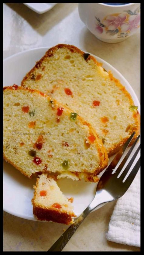 Tea Time Cakes, Tutti Frutti Cake, Basic Vanilla Cake Recipe, Date And Walnut Cake, Indian Cake, Fruity Cake, Eggless Baking, Fruitcake Recipes, Eggless Cake