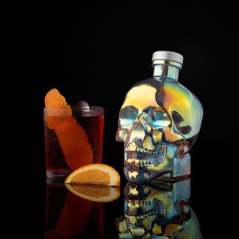 Crystal Head Vodka – Northern Lights Negroni Crystal Skull Vodka, Crystal Head Vodka, Sweet Vermouth, Vodka Recipes, Citrus Oil, Negroni, Vermouth, Signature Cocktail, Orange Zest