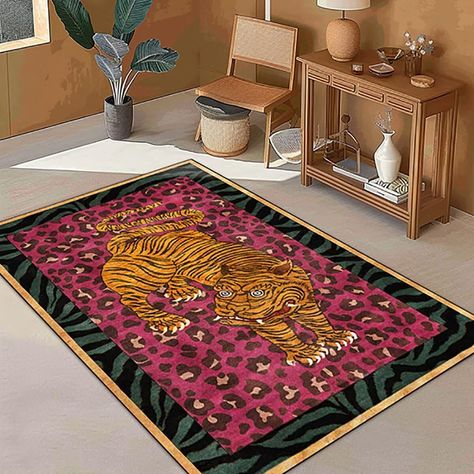 PRICES MAY VARY. 🐆【STAIN-RESISTANT AND NON-SHEDDING】：Made of top-grade polyester fiber, the cheetah printed rug is ultra soft, cuddly, durable and skin-friendly. It’s nonslip cruelty free and anti-static. These cute rugs are high degree of authenticity for excellent gloss, chic style, soft texture. ⭐Perfect For Any Room: Leading home furnishing fashion - The cozy rug is suitable for many indoor occasions, such as living room, bedroom, children's room, and nursery. Our thick faux rug is a nice g Tiger Carpet, Cheetah Print Rug, Leopard Print Rug, Bedroom Yellow, Leopard Rug, Area Rug For Bedroom, Tiger Rug, Cozy Rugs, Carpet For Living Room