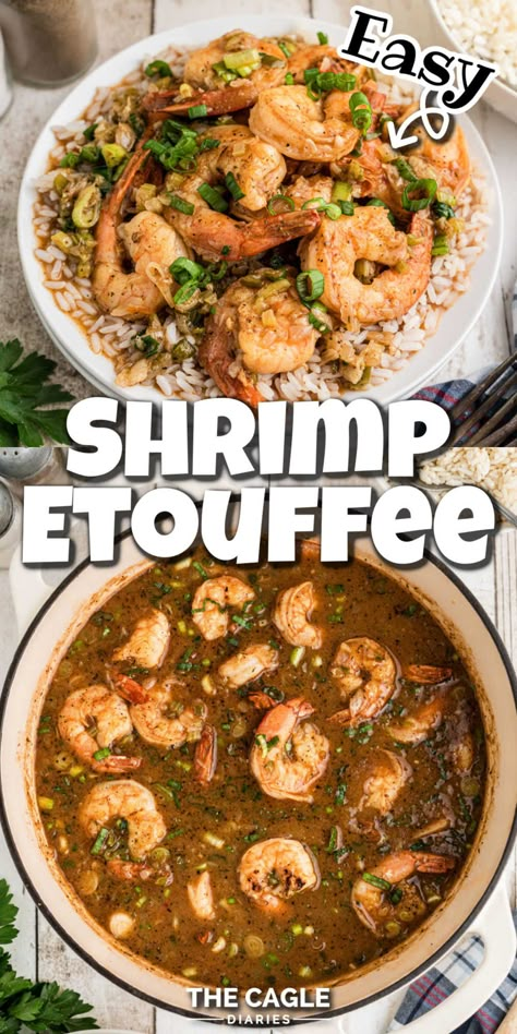 Shrimp And Chicken Etouffee Recipe, Seafood Etouffee New Orleans, Shrimp Stew Recipes Louisiana, Cajun Food Recipes New Orleans, Shrimp And Sausage Etouffee, Shrimp Etouffee Recipes Easy, Shrimp Ettouffe Recipe New Orleans, Etoufee Recipe Louisiana Shrimp, Easy Shrimp Etouffee