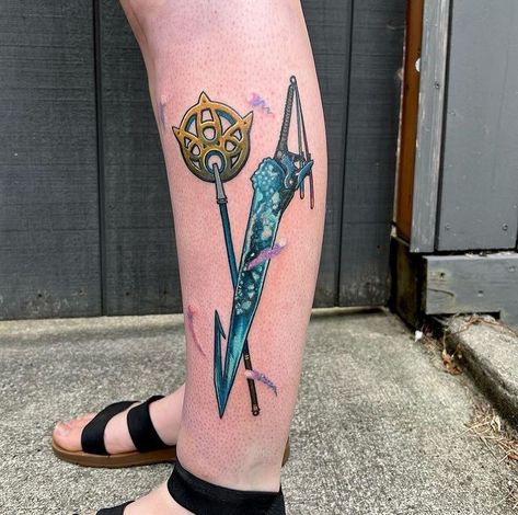 Nicole Roar | Final fantasy X tattoo! Always down for video game tattoos! #seattletattoo #ffx #finalfantasy #finalfantasyx #yuna #tidus #nerdytattoos... | Instagram Final Fantasy X Tattoo, Final Fantasy Tattoo Ideas, Final Fantasy Tattoo, Tidus And Yuna, Video Game Tattoos, Tiny Flower Tattoos, Seattle Tattoo, Nerdy Tattoos, 7 Tattoo