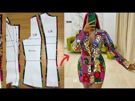 How to Draft a Blazer Jacket || Notched Collar Easy pattern Drafting Tutorial. - YouTube in 2022 | Blazer pattern, Blouse pattern sewing, Pattern drafting tutorials How To Sew A Blazer Jacket, Blazer Dress Pattern Drafting, How To Draft A Shirt, Blazer Pattern Drafting, Notched Collar Pattern, Blazer Tutorial, Peplum Blouse Pattern, Blouse Tutorial, Pattern Drafting Tutorials