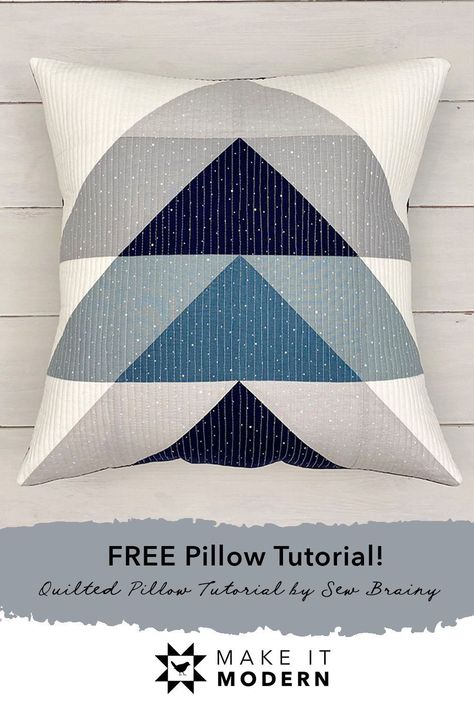 Our newest free quilted pillow pattern is here! Join Sew Brainy on the blog to make this fun quilted pillow with Dapple Dot fabric by Riley Blake Designs. Quilting Pillows Pattern, Quilt Pillow Pattern Simple, Throw Pillow Quilt Pattern, Modern Quilted Pillow Patterns, Quilt Cushion Pattern, Quilted Pillow Covers Free Pattern Modern, Pillow Quilt Patterns Free, Modern Quilted Pillow, Quilted Pillow Pattern