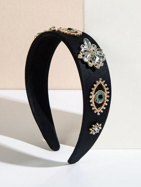 Black  Collar  Cubic Zirconia   Embellished   Women Accessories Pearl Decorations, Street Party, Pearl Gemstone, Kids Beachwear, Hair Accessories Headbands, Hair Accessories For Women, Hair Accessory, Women Clothes Sale, Apparel Accessories