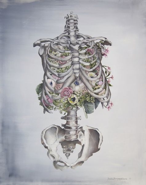 Floral Anatomy Illustrations by Trisha Thompson Adams Ribcage Drawing, Skeleton With Flowers, Floral Anatomy, Anatomy Skeleton, Skeleton Flowers, Fantasy Eyes, Skeleton Iphone, Human Skeleton, Skeleton Art