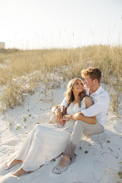 Pensacola Beach Engagement Session | marleegentryphotography.com Couples Pics Beach, Beach Pics For Couples, Save The Date Beach Photoshoot, Beach Engagement Photo Outfits, Hawaii Beach Engagement Photos, Engagement Pictures Poses Beach, Playful Beach Engagement Photos, Beach Engagement Shoot Ideas, Engagement Shoot Ideas Beach