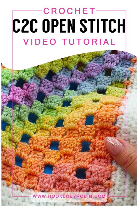 Crochet C2C Open Block Stitch Rectangle Blanket [Free Video Tutorial & Written Pattern!] — Hooked by Robin Different C2c Crochet Stitches, C2c Tunisian Crochet, C2c Variations, C2c Stitches, Open Crochet Stitches, Ronnie Mac, Crochet Reference, Hooked By Robin, Block Stitch