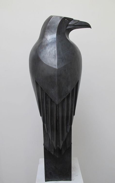 Crow Sculpture, Brancusi Sculpture, Cast Sculpture, Ceramic Birds Sculpture, Black Ceramics, Art Deco Animals, Sculpture Bird, Art Deco Statue, Paul Harvey