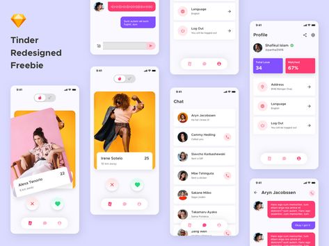 Tinder App Redesign - Free Sketch - Freebie Supply Tinder App, App Redesign, Sketch Template, App Concept, Sketch App, A Concept, Dating Profile, Fashion App, Layout Template