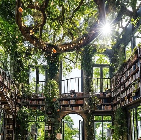 Green House Library, Green House Room, Library Greenhouse, Cool Room Aesthetic, Green House Home, Green House Aesthetic, Sunroom Library, Air Architecture, Nature Library