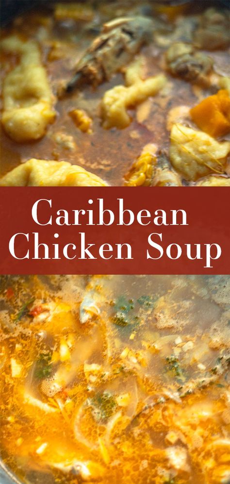 Caribbean Soup, Soup Made With Chicken, Chicken Soup With Dumplings, Soup With Dumplings, Caribbean Chicken, Bourbon Chicken Recipe, Chicken Dumpling Soup, Chicken Pumpkin, Carribean Food