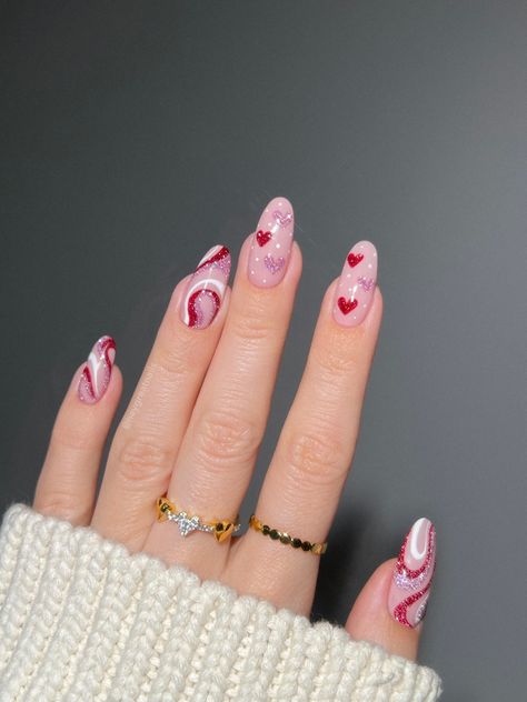 #nails #nailart #valentinesnails #heartnails #rednails #pinknails #glitternails #swirlnails -#jewelry Disney Valentine Nails, Disney Valentines Nails, Reflective Nails, Vday Nails, Kutek Disney, Heart Nail Designs, Valentine Nail Art, February Nails, Nail Designs Valentines