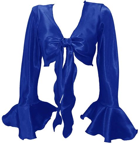 Mama Mia Costumes, Royal Blue Clothes, Wednesday Clothes, Bell Sleeve Tie Top, Hippie Fits, Bell Sleeve Tops, Royal Blue Outfits, Teal Skirt, Fancy Top