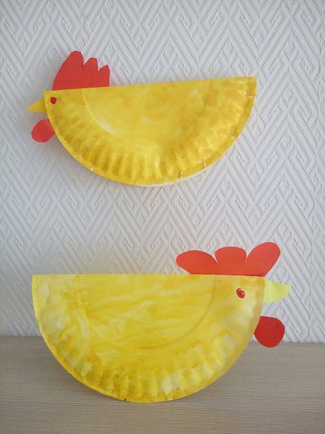 Paper Plate Hen Craft, Chicken Arts And Crafts For Kids, Paper Plate Hen, Paper Plate Animals, Clara Barton, Easter Crafts Preschool, Paper Plate Craft, March Crafts, Paper Plate Crafts For Kids