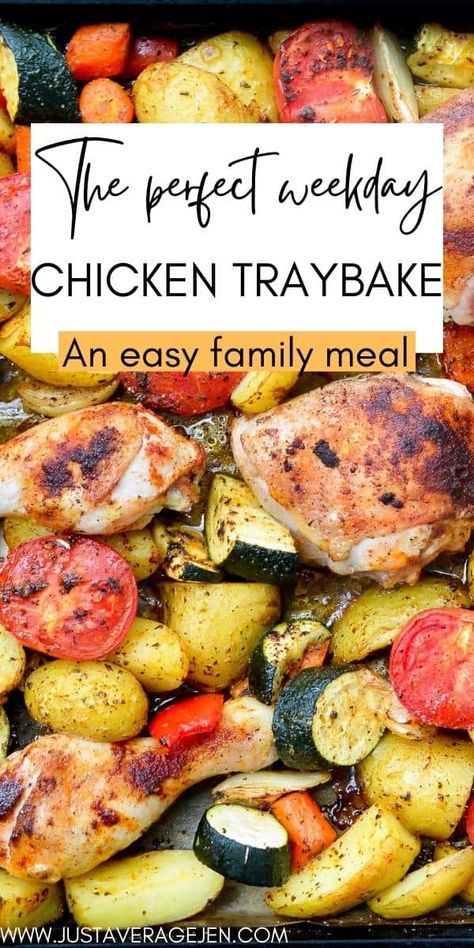 Healthy chicken traybake recipe - Unofficial Slimming World traybake Chicken Tray Bakes Recipes, Chicken Thigh Tray Bake, Chicken Traybake Recipes, Tray Bakes Recipes, Tray Bakes Dinner, Chicken Tray Bake Recipes, Baked Dinners, Chicken Traybake, Quorn Recipes