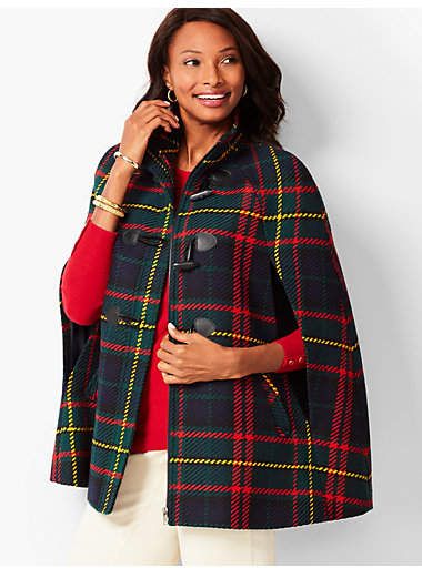 Talbots Tartan Plaid Cape Plaid Capes, Stylish Petite, Toggle Button, Pre Black Friday, Petite Coat, Classic Style Women, Cape Coat, Wool Plaid, Jacket Buttons