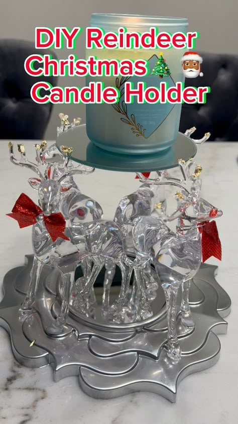 This is DIY Reindeer Christmas 🎄🎅🏾Candle holder is stunning! 😍🤩 Everything from Dollar Tree! #dollartree #diy #christmasdecorations #christmas2023 #lifestyleblogger #contentcreator #homedecorideas #homeinspo #fyp #reelsvideo #create #artsandcrafts #crafting | Regal Impress | Regal Impress · Original audio | Reels Dollar Tree Reindeer Craft, Reindeer Candle Holder, Reindeer Table Centerpieces, Dollar Tree Reindeer Candle Holder, New Dollar Tree Crafts 2023, Dollar Tree Christmas Candle Holder Diy, Deer Ornaments Diy, Dollar Tree Reindeer Diy, Dollar Tree Diy Crafts Decor Projects