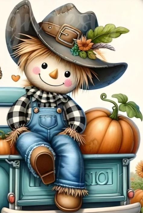 Cute Country Fall Wallpapers, Scarecrow Pictures, Scarecrow Drawing, Busted Canvas, Autumn Scarecrow, Cute Scarecrow, Fall Clip Art, Fall Drawings, Scarecrow Wreath