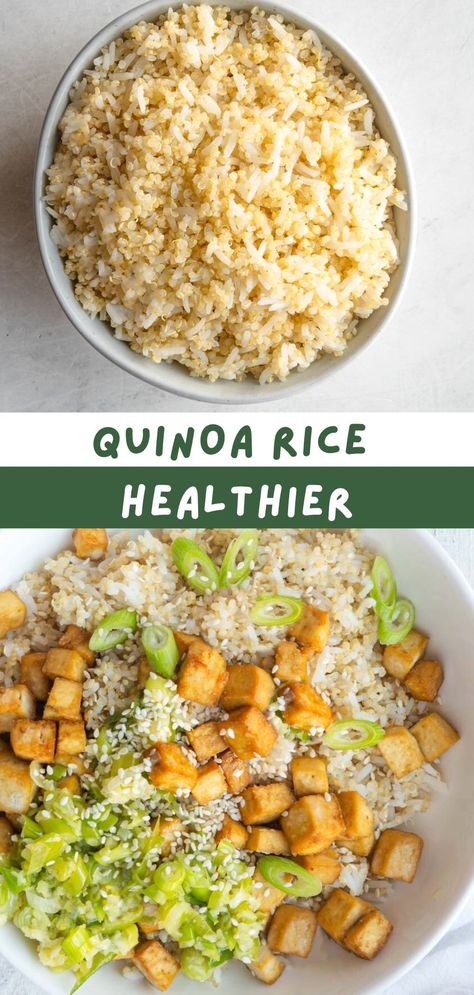 Quinoa Rice is a complete protein and a healthier way to enjoy white rice. Use in stir-fries, grain bowls, or as a side dish. It's higher in protein and fiber, and a great way to introduce more quinoa into your diet while still enjoying the pleasurable taste and texture of white rice. Is White Rice Healthy, White Quinoa Recipes Healthy, Easy Lunch Ideas With Rice, Healthy White Rice, White Quinoa, Quinoa Rice, Spiced Rice, Veg Dishes, Healthy Lifestyle Food