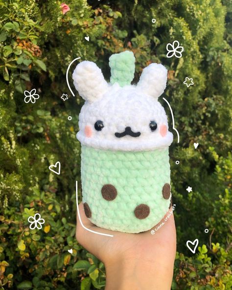 Boba Crochet, Crochet Plushies, Creative Crochet, Kawaii Crochet, Boba Tea, A Pattern, Cute Crochet, Crochet Ideas, So Happy